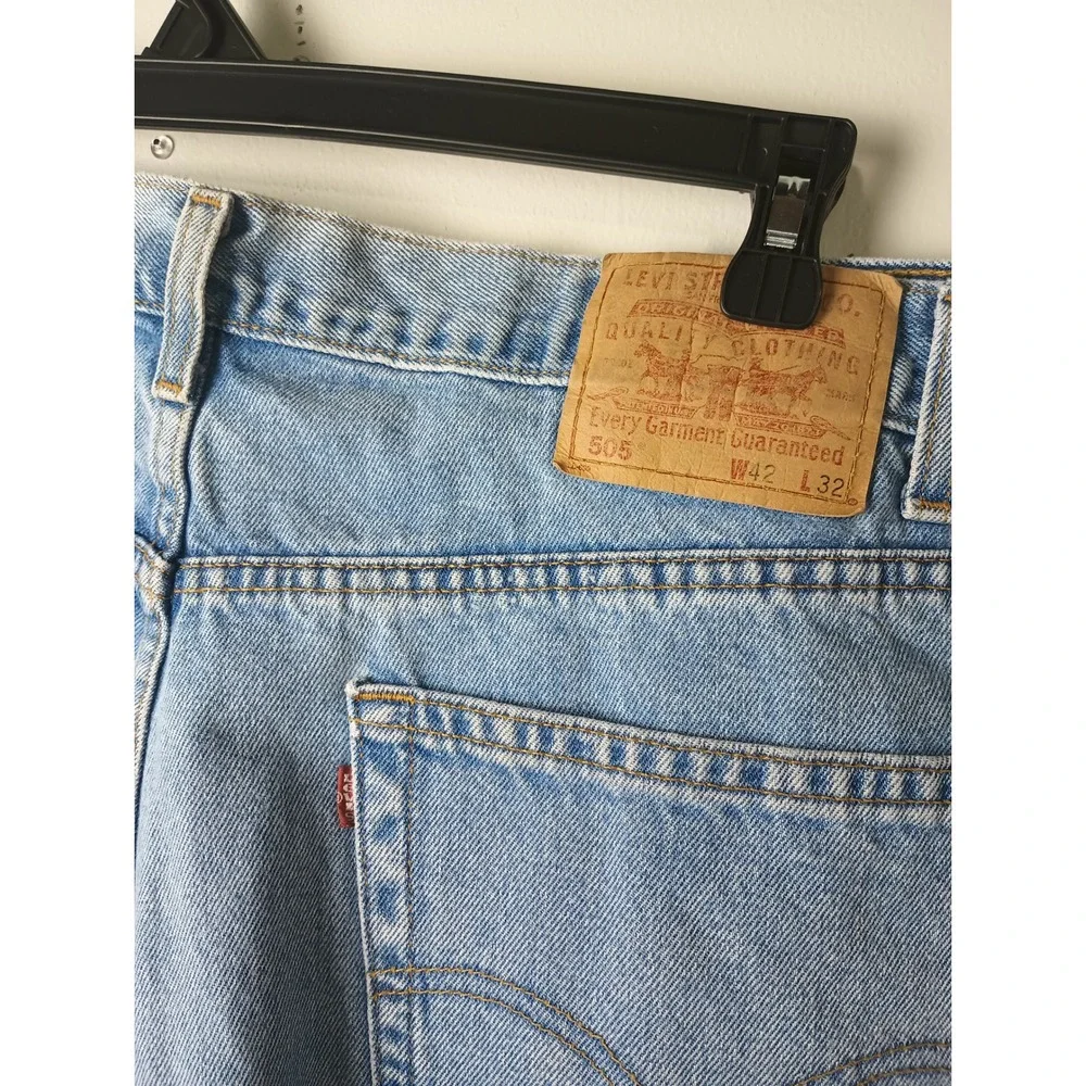 Levi's 505 Regular Fit Straight Leg Jeans‎ Mens 42x32 Light Wash Vintage 2000s